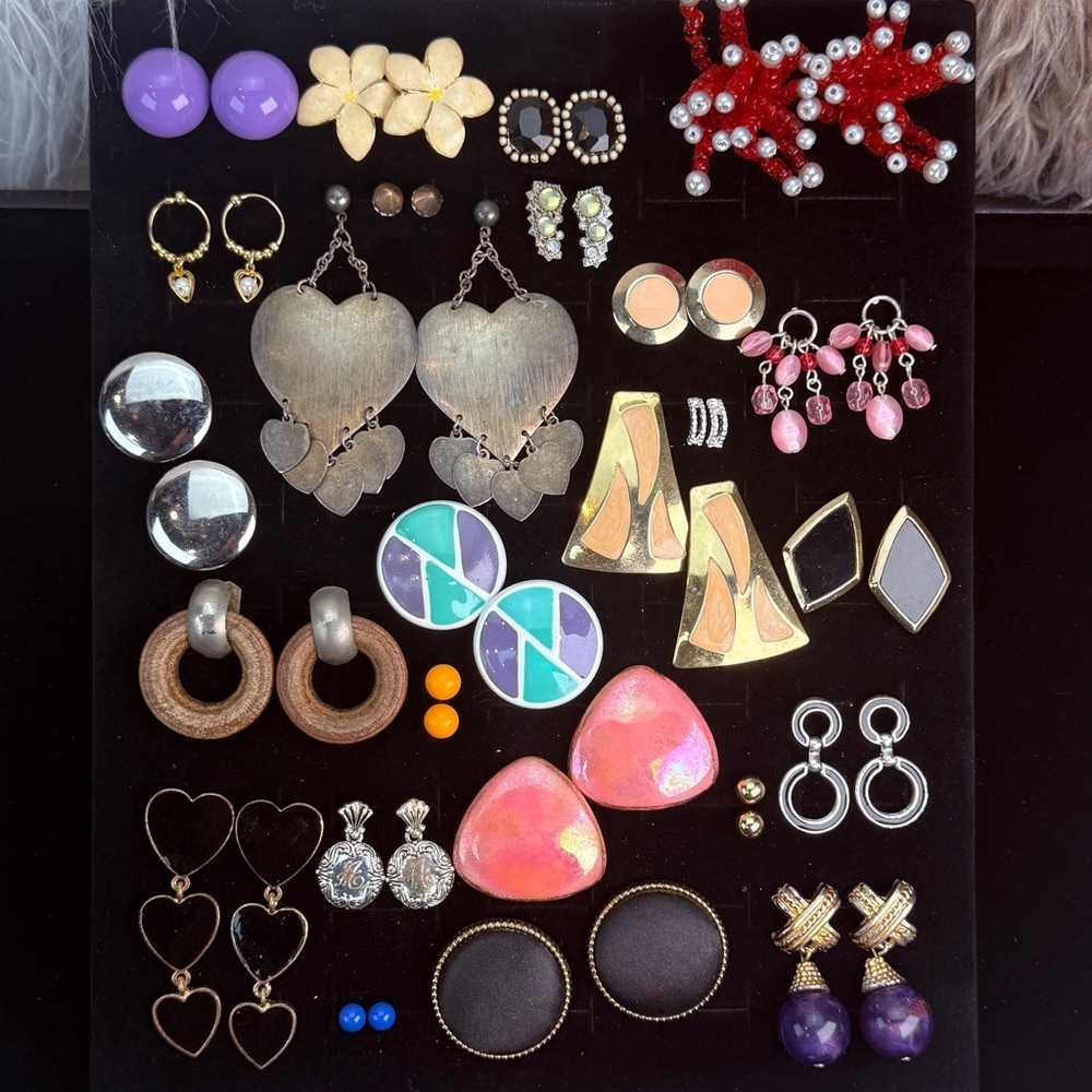 25 Pair Mixed Vintage Earrings Lot Statement Retro Y2K Reseller Bundle